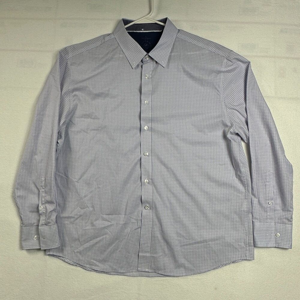 Con.Struct Mens XXL Blue White Checkered Long Sleeve Button-Down Shirt Slim Fit